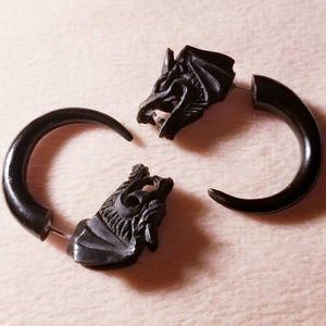 Faux Gauge Dragon earrings (fake gauges) Pairs